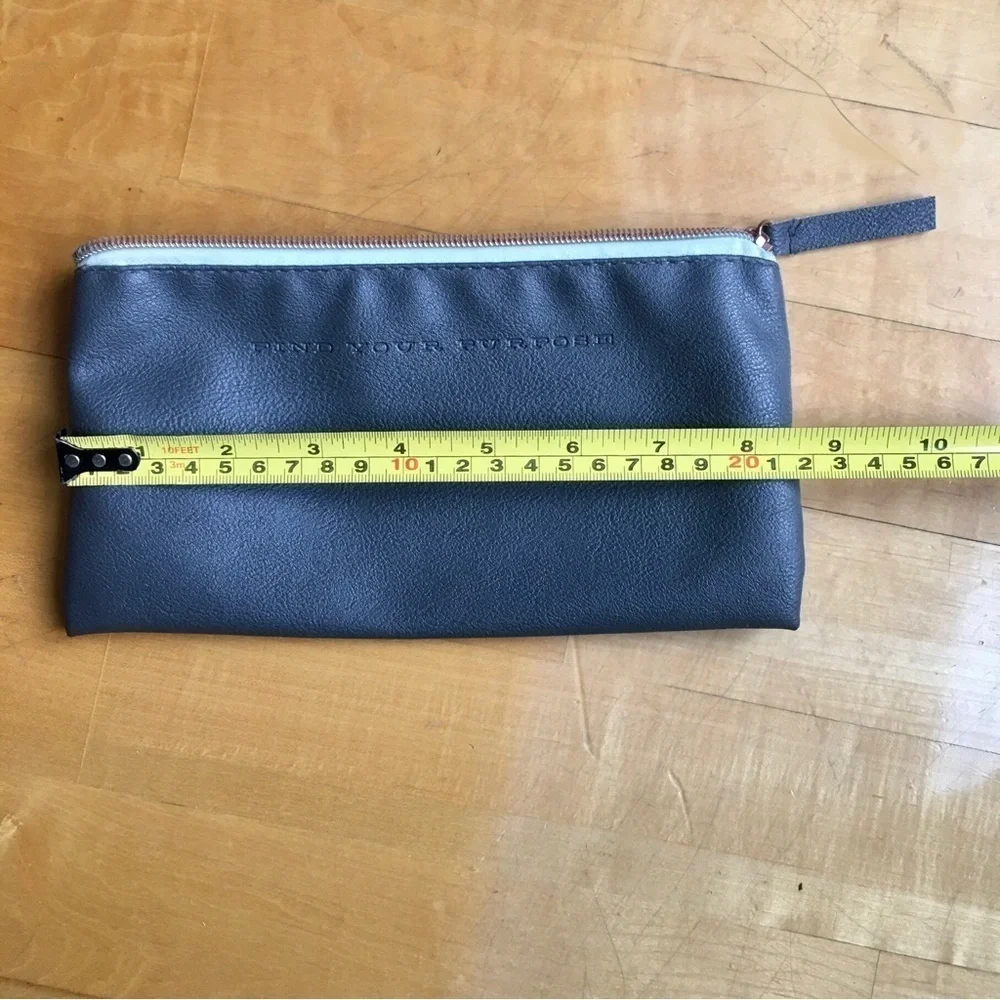 “FIND YOUR PURPOSE” Travel, Makeup, Cosmetic Bag, Gray, Teal Blue